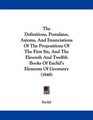The Definitions Postulates Axioms And Enunciations Of The Propositions Of The First Six And The Eleventh And Twelfth Books Of Euclid's Elements Of Geometry