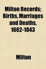 Milton Records Births Marriages and Deaths 16621843
