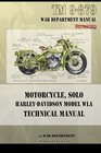 Motorcycle Solo  HarleyDavidson Model WLA Technical Manual