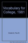 Vocabulary for College 1981