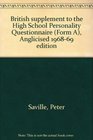 British supplement to the High School Personality Questionnaire  Anglicised 196869 edition