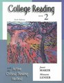 College Reading with the Active Critical Thinking Method Book 2
