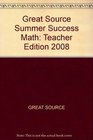 Summer Success Math Teacher's Edition Kindergarten