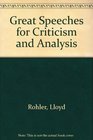 Great Speeches for Criticism and Analysis