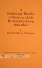 Preliminary Handlist of Books to Which Dr Samuel Johnson Subscribed