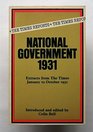 National Government 1931 Extracts from The Times January to October 1931