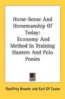 HorseSense And Horsemanship Of Today Economy And Method In Training Hunters And Polo Ponies