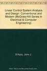 Linear Control System Analysis And Design Conventional and Modern