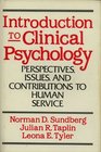 Introduction to Clinical Psychology Perspectives Issues and Contributions to Human Service