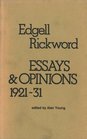 Essays and Opinions 192131