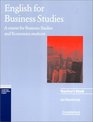 English for Business Studies Teacher's book  A Course for Business Studies and Economics Students