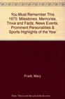 You Must Remember This 1975 Milestones Memories Trivia and Facts News Events Prominent Personalities  Sports Highlights of the Year