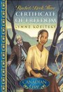 Certificate Of Freedom (Our Canadian Girl: Rachel, Bk 3 )