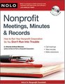 Nonprofit Meetings Minutes  Records How to Run Your Nonprofit Corporation So You Don't Run Into Trouble