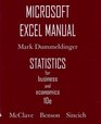 Microsoft Excel Manual for Statistics for Business  Economics