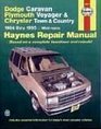 Haynes Repair Manual Dodge Caravan Plymouth Voyager Chrysler Town  Country 19841995 Minivans