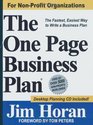 The One Page Business Plan for NonProfit Organizations