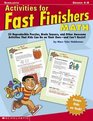 Activities For Fast Finishers Math  50 Reproducible Puzzles Brain Teasers and Other Awesome Activities That Kids Can Do On Their Own  and Can't Resist