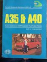 A35  A40 covers models 1956 to 1967 Owners handbook maintenance manual