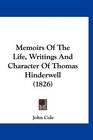 Memoirs Of The Life Writings And Character Of Thomas Hinderwell