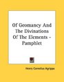 Of Geomancy And The Divinations Of The Elements  Pamphlet