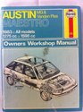 Austin MGand Vanden Plas Maestro Owners Workshop Manual