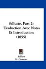 Salluste Part 2 Traduction Avec Notes Et Introduction