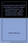 Les sciences de l'homme et de la societe en France Analyse et propositions pour une politique nouvelle  rapport