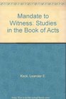 Mandate to Witness Studies in the Book of Acts