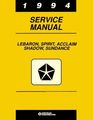 1994 Service Manual Lebaron, Spirit, Acclaim, Shadow, Sundance