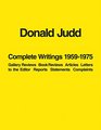 Donald Judd Complete Writings 19591975