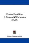 Don'ts For Girls A Manual Of Mistakes