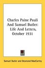 Charles Paine Pauli And Samuel Butler Life And Letters October 1931
