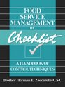 Food Service Management by Checklist  A Handbook of Control Techniques