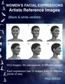 Women's Facial Expressions  Artists Reference Images Black and white version