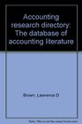 Accounting research directory The database of accounting literature