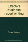 Effective business report writing