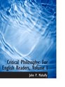 Critical Philosophy For English Readers Volume I