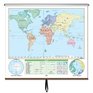 World Beginer Wall Map  Identifies continents and oceans  64x54  Laminated  on Roller Markable with Dry Erase or Water Soluble Markers