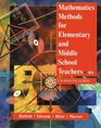Mathematics Methods for Elementary and Middle School Teachers 4th Edition