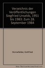 Verzeichnis der Veroffentlichungen Siegfried Unselds 1951 bis 1983 Zum 28 September 1984