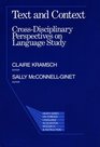 Text and Context CrossDisciplinary Perspectives on Language