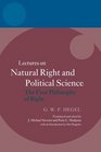 Hegel Lectures on Natural Right and Political Science The First Philosophy of Right