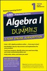 1001 Algebra I Practice Problems For Dummies Access Code Card