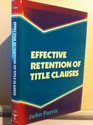 Effective Retention of Title Clauses