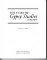 100 Years of Gypsy Studies Papers from the 10th Annual Meeting of the Gypsy Lore Society North American Chapter March 2527 1988 Wagner College  No 5