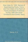 Kew Index for 1988 Names of Seedbearing Plants Ferns and Fern Allies at the Rank of Family and Below Published During 1988 with some Omissions from Earlier Years