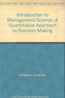 An Introduction to Management Science Quantitative Approaches to Decision Making