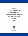 Thesis The Doctrine Of Christian Missions With Special Reference To The South Sea Islands