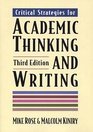 Critical Strategies for Academic Thinking  Writing